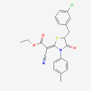 (Z)-ethyl 2-(5-(3-chlorobenzyl)-4-oxo-3-(p-tolyl)thiazolidin-2-ylidene)-2-cyanoacetate
