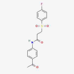 molecular formula C17H16FNO4S B2971859 N-(4-acetylphenyl)-3-(4-fluorophenyl)sulfonylpropanamide CAS No. 898405-71-5