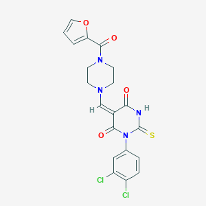 molecular formula C20H16Cl2N4O4S B297186 1-(3,4-dichlorophenyl)-5-{[4-(2-furoyl)-1-piperazinyl]methylene}-2-thioxodihydro-4,6(1H,5H)-pyrimidinedione 
