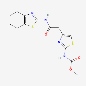 molecular formula C14H16N4O3S2 B2971863 Methyl (4-(2-oxo-2-((4,5,6,7-tetrahydrobenzo[d]thiazol-2-yl)amino)ethyl)thiazol-2-yl)carbamate CAS No. 1203391-40-5