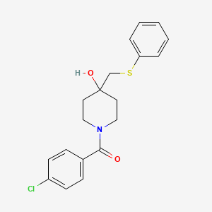 molecular formula C19H20ClNO2S B2971874 (4-Chlorophenyl){4-hydroxy-4-[(phenylsulfanyl)methyl]piperidino}methanone CAS No. 478248-09-8