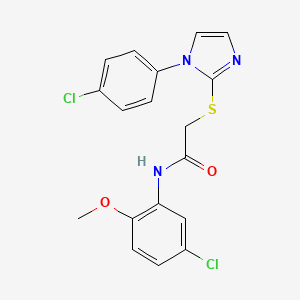 molecular formula C18H15Cl2N3O2S B2971875 N-(5-chloro-2-methoxyphenyl)-2-{[1-(4-chlorophenyl)-1H-imidazol-2-yl]sulfanyl}acetamide CAS No. 688337-41-9