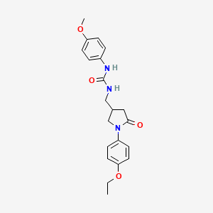 molecular formula C21H25N3O4 B2971876 1-((1-(4-Ethoxyphenyl)-5-oxopyrrolidin-3-yl)methyl)-3-(4-methoxyphenyl)urea CAS No. 954610-75-4