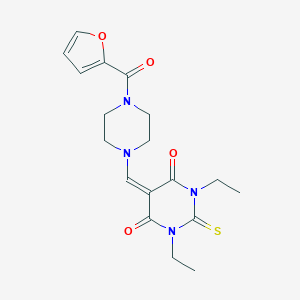 1,3-diethyl-5-{[4-(2-furoyl)-1-piperazinyl]methylene}-2-thioxodihydro-4,6(1H,5H)-pyrimidinedione