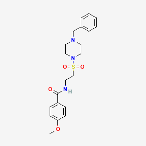 molecular formula C21H27N3O4S B2971880 N-[2-(4-benzylpiperazin-1-yl)sulfonylethyl]-4-methoxybenzamide CAS No. 899739-40-3