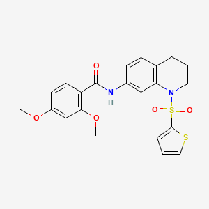 molecular formula C22H22N2O5S2 B2971887 2,4-二甲氧基-N-(1-(噻吩-2-基磺酰基)-1,2,3,4-四氢喹啉-7-基)苯甲酰胺 CAS No. 898429-82-8