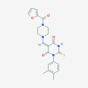 molecular formula C22H22N4O4S B297189 1-(3,4-dimethylphenyl)-5-{[4-(2-furoyl)-1-piperazinyl]methylene}-2-thioxodihydro-4,6(1H,5H)-pyrimidinedione 
