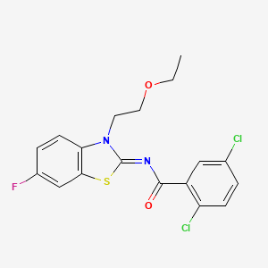 molecular formula C18H15Cl2FN2O2S B2971895 2,5-dichloro-N-[(2Z)-3-(2-ethoxyethyl)-6-fluoro-2,3-dihydro-1,3-benzothiazol-2-ylidene]benzamide CAS No. 1006020-74-1