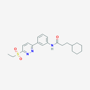 molecular formula C21H27N3O3S B2971899 3-cyclohexyl-N-(3-(6-(ethylsulfonyl)pyridazin-3-yl)phenyl)propanamide CAS No. 1005294-37-0