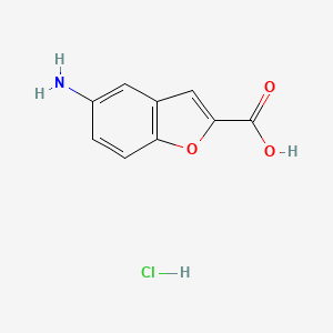 molecular formula C9H8ClNO3 B2971907 5-Amino-1-benzofuran-2-carboxylic acid hydrochloride CAS No. 1170547-23-5