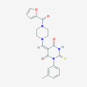 molecular formula C21H20N4O4S B297191 5-{[4-(2-furoyl)-1-piperazinyl]methylene}-1-(3-methylphenyl)-2-thioxodihydro-4,6(1H,5H)-pyrimidinedione 