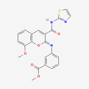 molecular formula C22H17N3O5S B2971912 methyl 3-{[(2Z)-8-methoxy-3-(1,3-thiazol-2-ylcarbamoyl)-2H-chromen-2-ylidene]amino}benzoate CAS No. 1327181-46-3