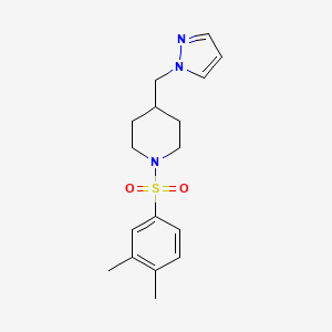 molecular formula C17H23N3O2S B2971955 4-((1H-吡唑-1-基)甲基)-1-((3,4-二甲苯基)磺酰基)哌啶 CAS No. 1396865-94-3