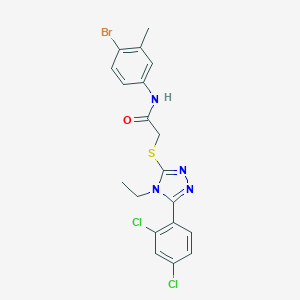 molecular formula C19H17BrCl2N4OS B297196 N-(4-bromo-3-methylphenyl)-2-{[5-(2,4-dichlorophenyl)-4-ethyl-4H-1,2,4-triazol-3-yl]sulfanyl}acetamide 