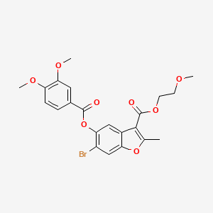 2-Methoxyethyl 6-bromo-5-((3,4-dimethoxybenzoyl)oxy)-2-methylbenzofuran-3-carboxylate