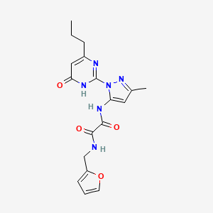 molecular formula C18H20N6O4 B2971974 N1-(furan-2-ylmethyl)-N2-(3-methyl-1-(6-oxo-4-propyl-1,6-dihydropyrimidin-2-yl)-1H-pyrazol-5-yl)oxalamide CAS No. 1014006-60-0