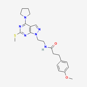 molecular formula C22H28N6O2S B2971978 3-(4-甲氧基苯基)-N-(2-(6-(甲硫基)-4-(吡咯烷-1-基)-1H-吡唑并[3,4-d]嘧啶-1-基)乙基)丙酰胺 CAS No. 946282-81-1