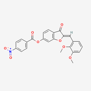 molecular formula C24H17NO8 B2971979 (Z)-2-(2,3-dimethoxybenzylidene)-3-oxo-2,3-dihydrobenzofuran-6-yl 4-nitrobenzoate CAS No. 622366-19-2