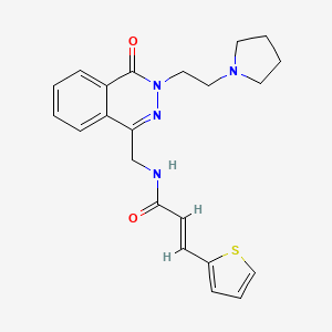 molecular formula C22H24N4O2S B2971984 (E)-N-((4-oxo-3-(2-(pyrrolidin-1-yl)ethyl)-3,4-dihydrophthalazin-1-yl)methyl)-3-(thiophen-2-yl)acrylamide CAS No. 1428381-89-8