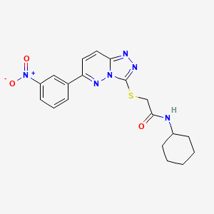 molecular formula C19H20N6O3S B2971985 N-cyclohexyl-2-((6-(3-nitrophenyl)-[1,2,4]triazolo[4,3-b]pyridazin-3-yl)thio)acetamide CAS No. 891121-07-6
