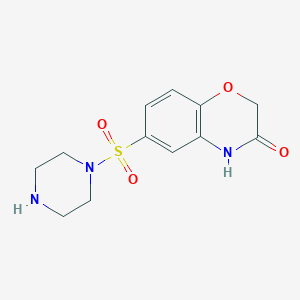 molecular formula C12H15N3O4S B2971988 6-(哌嗪-1-磺酰基)-3,4-二氢-2H-1,4-苯并恶嗪-3-酮 CAS No. 1099030-05-3