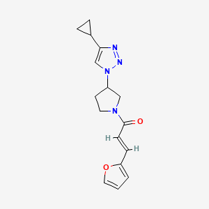 molecular formula C16H18N4O2 B2971989 (E)-1-(3-(4-cyclopropyl-1H-1,2,3-triazol-1-yl)pyrrolidin-1-yl)-3-(furan-2-yl)prop-2-en-1-one CAS No. 2035008-01-4