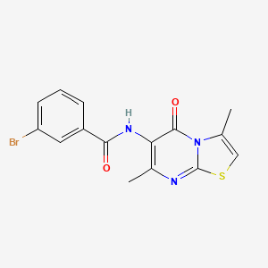 molecular formula C15H12BrN3O2S B2971993 3-bromo-N-(3,7-dimethyl-5-oxo-5H-thiazolo[3,2-a]pyrimidin-6-yl)benzamide CAS No. 946305-83-5