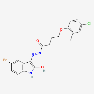 (Z)-N'-(5-bromo-2-oxoindolin-3-ylidene)-4-(4-chloro-2-methylphenoxy)butanehydrazide