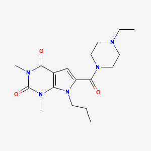 molecular formula C18H27N5O3 B2972007 6-(4-ethylpiperazine-1-carbonyl)-1,3-dimethyl-7-propyl-1H-pyrrolo[2,3-d]pyrimidine-2,4(3H,7H)-dione CAS No. 1021259-28-8