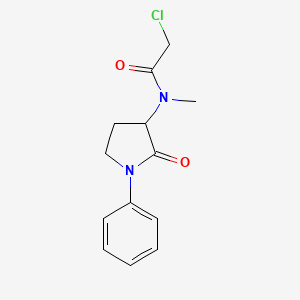 molecular formula C13H15ClN2O2 B2972018 2-Chloro-N-methyl-N-(2-oxo-1-phenylpyrrolidin-3-yl)acetamide CAS No. 2248692-46-6