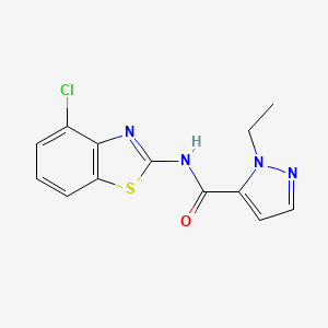 molecular formula C13H11ClN4OS B2972024 N-(4-chlorobenzo[d]thiazol-2-yl)-1-ethyl-1H-pyrazole-5-carboxamide CAS No. 1172981-55-3