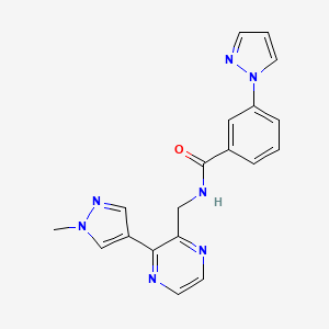 molecular formula C19H17N7O B2972031 N-((3-(1-methyl-1H-pyrazol-4-yl)pyrazin-2-yl)methyl)-3-(1H-pyrazol-1-yl)benzamide CAS No. 2034395-79-2