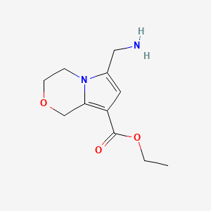 molecular formula C11H16N2O3 B2972033 Ethyl 6-(aminomethyl)-3,4-dihydro-1H-pyrrolo[2,1-c][1,4]oxazine-8-carboxylate CAS No. 2248347-84-2