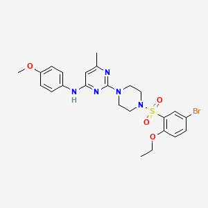 molecular formula C24H28BrN5O4S B2972037 2-(4-((5-bromo-2-ethoxyphenyl)sulfonyl)piperazin-1-yl)-N-(4-methoxyphenyl)-6-methylpyrimidin-4-amine CAS No. 946315-04-4