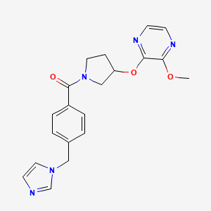 molecular formula C20H21N5O3 B2972040 (4-((1H-咪唑-1-基)甲基)苯基)(3-((3-甲氧基吡嗪-2-基)氧代)吡咯烷-1-基)甲苯酮 CAS No. 2034283-60-6