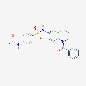 molecular formula C25H25N3O4S B2972056 N-(4-(N-(1-benzoyl-1,2,3,4-tetrahydroquinolin-6-yl)sulfamoyl)-3-methylphenyl)acetamide CAS No. 946259-05-8