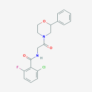 molecular formula C19H18ClFN2O3 B2972058 2-chloro-6-fluoro-N-(2-oxo-2-(2-phenylmorpholino)ethyl)benzamide CAS No. 953947-37-0