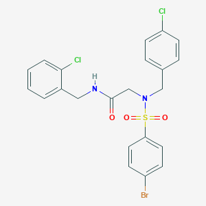 molecular formula C22H19BrCl2N2O3S B297206 2-[[(4-bromophenyl)sulfonyl](4-chlorobenzyl)amino]-N-(2-chlorobenzyl)acetamide 