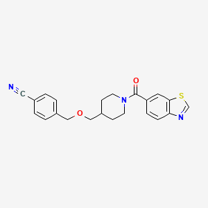 molecular formula C22H21N3O2S B2972060 4-(((1-(苯并[d]噻唑-6-羰基)哌啶-4-基)甲氧基)甲基)苯甲腈 CAS No. 1396879-16-5