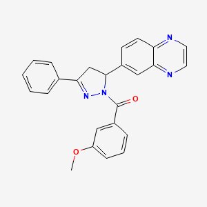 molecular formula C25H20N4O2 B2972071 6-[1-(3-methoxybenzoyl)-3-phenyl-4,5-dihydro-1H-pyrazol-5-yl]quinoxaline CAS No. 946361-38-2