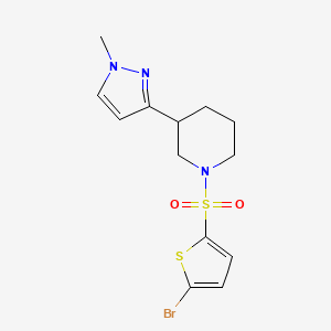 molecular formula C13H16BrN3O2S2 B2972073 1-((5-bromothiophen-2-yl)sulfonyl)-3-(1-methyl-1H-pyrazol-3-yl)piperidine CAS No. 2198237-58-8