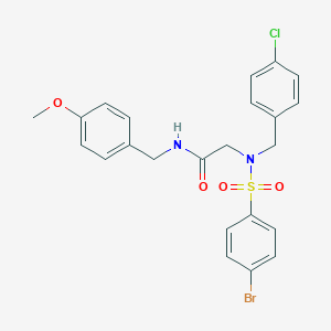 molecular formula C23H22BrClN2O4S B297208 2-[[(4-bromophenyl)sulfonyl](4-chlorobenzyl)amino]-N-(4-methoxybenzyl)acetamide 