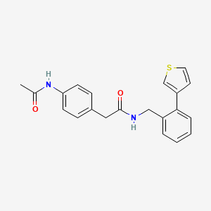 molecular formula C21H20N2O2S B2972087 2-(4-acetamidophenyl)-N-(2-(thiophen-3-yl)benzyl)acetamide CAS No. 1797350-27-6