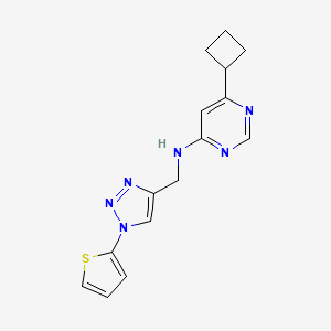molecular formula C15H16N6S B2972089 6-Cyclobutyl-N-[(1-thiophen-2-yltriazol-4-yl)methyl]pyrimidin-4-amine CAS No. 2380189-21-7