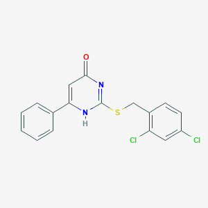 molecular formula C17H12Cl2N2OS B297209 2-[(2,4-dichlorophenyl)methylsulfanyl]-6-phenyl-1H-pyrimidin-4-one 