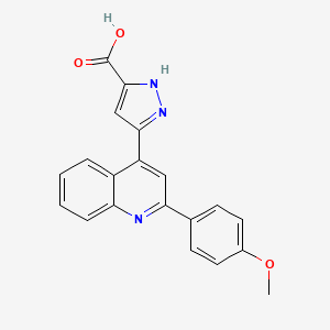 molecular formula C20H15N3O3 B2972095 3-[2-(4-methoxyphenyl)quinolin-4-yl]-1H-pyrazole-5-carboxylic acid CAS No. 1107478-31-8