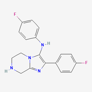 molecular formula C18H16F2N4 B2972099 N,2-双(4-氟苯基)-5,6,7,8-四氢咪唑并[1,2-a]吡嗪-3-胺 CAS No. 1261110-14-8