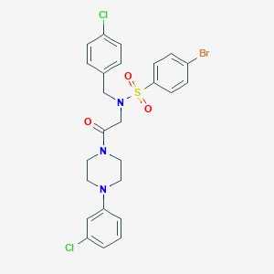 molecular formula C25H24BrCl2N3O3S B297210 4-bromo-N-(4-chlorobenzyl)-N-{2-[4-(3-chlorophenyl)piperazin-1-yl]-2-oxoethyl}benzenesulfonamide 