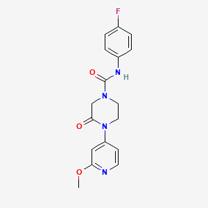 molecular formula C17H17FN4O3 B2972101 N-(4-Fluorophenyl)-4-(2-methoxypyridin-4-yl)-3-oxopiperazine-1-carboxamide CAS No. 2380166-57-2