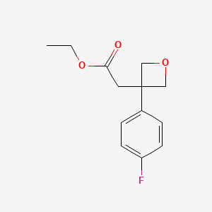 molecular formula C13H15FO3 B2972113 ethyl 2-[3-(4-fluorophenyl)oxetan-3-yl]acetate CAS No. 1393545-12-4